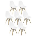 Ver imagem 1 de Kit 7 Cadeiras Charles Eames Eiffel Wood Design Branca Branco