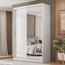 Ver imagem 1 de Guarda-roupa Solteiro Riva 2 Portas 4 Gavetas com Espelho Branco/amêndola - Demóbile