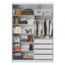 Ver imagem 4 de Guarda-roupa Solteiro Riva 2 Portas 4 Gavetas com Espelho Branco/amêndola - Demóbile