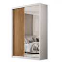 Ver imagem 7 de Guarda-roupa Solteiro Riva 2 Portas 4 Gavetas com Espelho Branco/amêndola - Demóbile