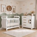 Ver imagem 1 de Quarto de Bebê com Berço Mini Cama 3 em 1 Soninho 100% MDF e Cômoda 4 Gavetas 1 Porta Fly 100% MDF B