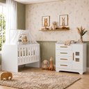 Ver imagem 1 de Quarto de Bebê com Berço com Suporte 100% MDF Life e Cômoda 4 Gavetas 1 Porta Fly 100% MDF Branco