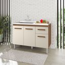 Ver imagem 1 de Balcão de Cozinha Pia Anita 1,20m 3 Portas 1 Gaveta Cor:savana / Off White