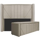 Ver imagem 1 de Kit Cabeceira E Calçadeira Baú King 195cm Suede Bege