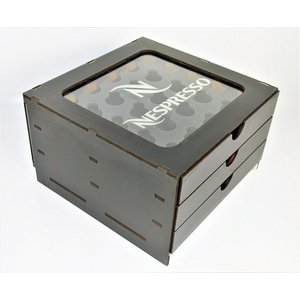 Suporte de Capsula Café Nespresso Preto Acrilico 75 Capsula Gaveta Make Laser Tampa Acrílico