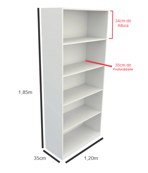 Armário Livreiro Expositor Prateleira Multiuso Organizador  -  1,20m - Branco - Cód.321 - 4