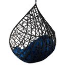 Ver imagem 3 de Cadeira Balanço Ninho Suspenso Gota Tramado C- Almofada Impermeável Acesse Móveis Preto-azul