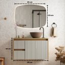 Ver imagem 5 de Conjunto Gabinete Banheiro Ripado Espelho e Cuba Suspenso:jequitiba/off White