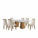 Ver imagem 2 de Mesa Inovare 180 Tp MDF Vidro/Canto Reto com 6 Cadeiras Bugatti Marrom/Creme/Off White/Imbuia Ripado