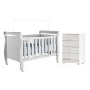 Ver imagem 1 de Quarto de Bebê com Berço Mini Cama 100% MDF Slim e Cômoda de Bebê 100% MDF 4 Gavetas Soft Life Branco