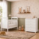 Ver imagem 1 de Quarto de Bebê com Berço Mini Cama 100% MDF Slim e Cômoda de Bebê 100% MDF 4 Gavetas Soft Life Branc