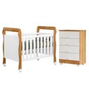 Ver imagem 1 de Quarto de Bebê com Berço Mini Cama 3 em 1 Soninho e Cômoda de Bebê 100% MDF 4 Gavetas Soft Life Marrom/Branco/Madeirado Ypê