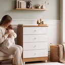 Ver mais imagens de Quarto de Bebê com Berço Mini Cama 3 em 1 Soninho e Cômoda de Bebê 100% MDF 4 Gavetas Soft Life Marr