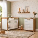 Ver imagem 1 de Quarto de Bebê com Berço Mini Cama 3 em 1 Soninho e Cômoda de Bebê 100% MDF 4 Gavetas Soft Life Marr