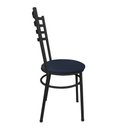 Ver imagem 3 de Conjunto 2 Cadeiras Jantar de Metal Preto e Assento Estofado Azul Escuro