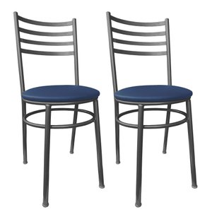 Kit Conjunto 2 Cadeiras para Cozinha Mesa Jantar Bar Lanchonete Restaurante Preta Estofado Oceano