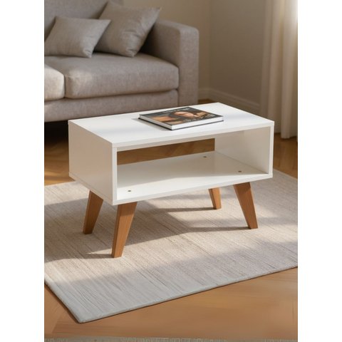Mesa de Centro Retro 60cm MDF Branco - On Móveis