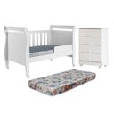 Ver imagem 1 de Quarto de Bebê com Berço Mini Cama com Colchão Slim e Cômoda de Bebê 100% MDF 4 Gavetas Soft Life Branco
