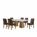 Ver imagem 2 de Mesa Inovare 180 Tp MDF Vidro/Canto Reto com 6 Cadeiras Bugatti Marrom/Off White/Imbuia Ripado