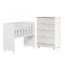 Ver imagem 1 de Quarto de Bebê com Mini Berço com Colchão 5 em 1 Ariel e Cômoda de Bebê 100% MDF 4 Gavetas Soft Life Branco