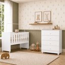 Ver imagem 1 de Quarto de Bebê com Mini Berço com Colchão 5 em 1 Ariel e Cômoda de Bebê 100% MDF 4 Gavetas Soft Life
