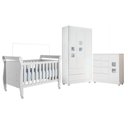 Ver imagem 1 de Quarto de Bebê Berço Mini Cama, Cômoda 1 Porta 4 Gavetas e Roupeiro 3 Portas 2 Gavetas Branco
