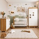 Ver imagem 1 de Quarto de Bebê com Berço Mini Cama, Cômoda 1 Porta 4 Gavetas e Roupeiro 100% MDF 3 Portas 2 Gavetas
