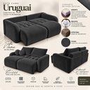 Ver mais imagens de Sofá Cama Casal Retrátil e Reclinável 4 Lugares Preto Uruguai 256cm
