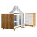 Ver imagem 1 de Quarto de Bebê com Berço Mini Cama 100% MDF Life e Cômoda de Bebê 100% MDF 4 Gavetas Soft Life Branco/Madeirado Ypê