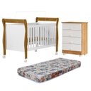 Ver imagem 1 de Quarto de Bebê com Berço Mini Cama com Colchão Slim e Cômoda de Bebê 100% MDF 4 Gavetas Soft Life Branco/Madeirado Ypê