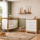 Ver imagem 1 de Quarto de Bebê com Berço Mini Cama com Colchão Slim e Cômoda de Bebê 100% MDF 4 Gavetas Soft Life Br