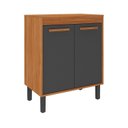 Ver imagem 2 de Balcão Cozinha 2 Portas 70cm com Tampo Cinza/Cinamomo/Grafite