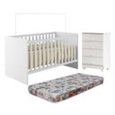 Ver imagem 1 de Quarto de Bebê com Berço com Colchão Suporte Life e Cômoda de Bebê 100% MDF 4 Gavetas Soft Life Branco