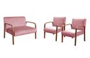Ver imagem 2 de Conjunto Decorativo Anita Namoradeira + Poltronas Sala, Recepção Rosa 390