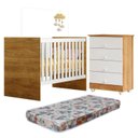 Ver imagem 1 de Quarto de Bebê com Berço com Colchão Suporte Life e Cômoda de Bebê 100% MDF 4 Gavetas Soft Life Branco/Madeirado Ypê