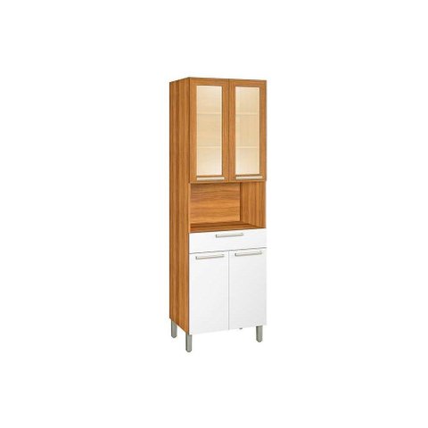 Paneleiro de Cozinha Burguesa 1forno C/ 4 Portas Ratan e 1 Gaveta 70cm Freijó/branco - Nesher