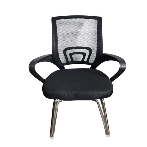 Cadeira de Escritório Recepção Base Fixa Interlocutor Secretária com Estofado de Mesh Preto