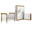 Ver imagem 1 de Quarto de Bebê com Berço Mini Cama Slim, Cômoda 1 Porta 4 Gavetas e Roupeiro 4 Portas 2 Gavetas Branco/Madeirado Ypê