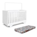 Ver imagem 4 de Quarto de Bebê Berço Mini Cama com Colchão, Cômoda 1 Porta 4 Gavetas e Roupeiro 4 Portas 3 Gavetas B