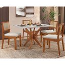 Ver imagem 1 de Mesa de Sala Jantar Donna c/ Tampo Madeirado c/ Vidro 120cm + 4 Cadeiras Rainha Natural - Nesher