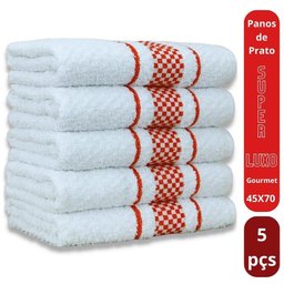 Kit 5 Pano de Prato Super Luxo Atoalhado Premium Gourmet Beka - Vermelho - 2