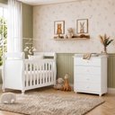Ver imagem 1 de Quarto de Bebê com Berço Mini Cama 3 em 1 Soninho e Cômoda de Bebê 100% MDF 4 Gavetas Soft Life Bran