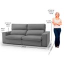 Ver imagem 2 de Sofá Retrátil e Reclinável 298cm para Sala de Estar Toquio Cinza Medio