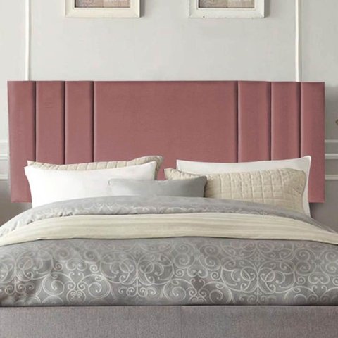 Painel Estofado Grécia Solteiro Madeira Maciça Suede Rosa Gat Magazine 100cm