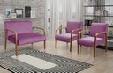 Ver imagem 1 de Conjunto Decorativo Anita Namoradeira + Poltronas Sala, Recepção Roxo 380