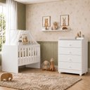 Ver imagem 1 de Quarto de Bebê com Berço com Suporte 100% MDF Life e Cômoda de Bebê 100% MDF 4 Gavetas Soft Life Bra