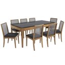 Ver imagem 2 de Conjunto Sala de Jantar Mira Premium Madeira Maciça C/ Tampo Madeirado C/ Vidro 200x100cm e 8