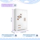 Ver imagem 5 de Quarto de Bebê com Berço Mini Cama, Cômoda 1 Porta 4 Gavetas e Roupeiro 4 Portas 2 Gavetas Fly Branco