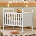 Ver imagem 2 de Quarto de Bebê Berço Mini Cama, Cômoda 1 Porta 4 Gavetas e Roupeiro 4 Portas 2 Gavetas Fly Branco