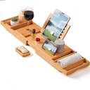 Ver imagem 1 de Bandeja de Banheira Bambu Expansível 75-109cm Porta Taça Tablet